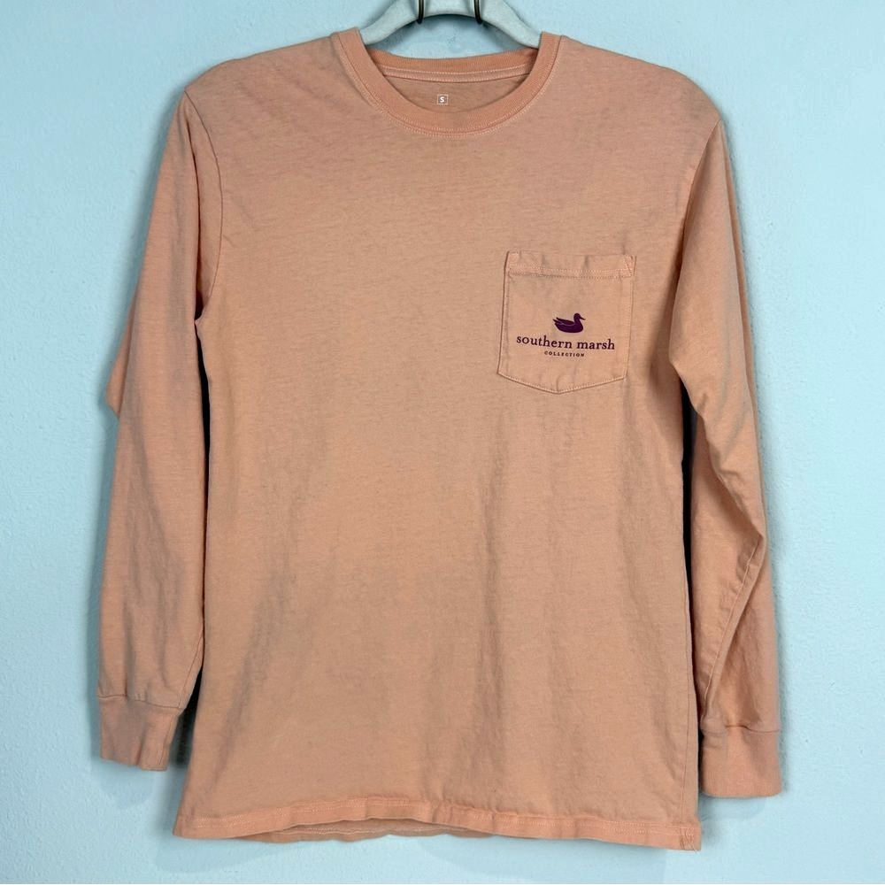 Southern Marsh Peach Fly Fishing Long Sleeve T-shirt S